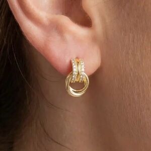Gold Pave Mini Knot Earrings (9707)